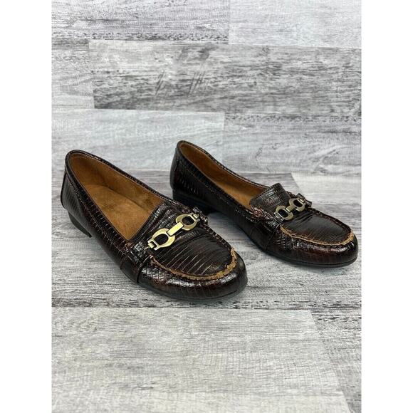 Naturalizer Womens Loafers Size 7.5 Brown Croc Pattern Slip-On Dress Shoes - Picture 1 of 8